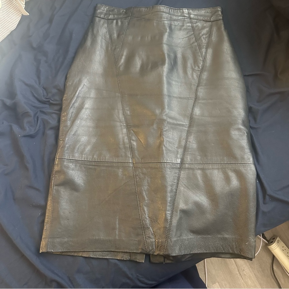 Vintage  Black Leather Skirt